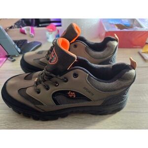 Men's Hiking Boots Brown Orange Camel Logo "SPORTS" Lace Up Outdoor Shoes